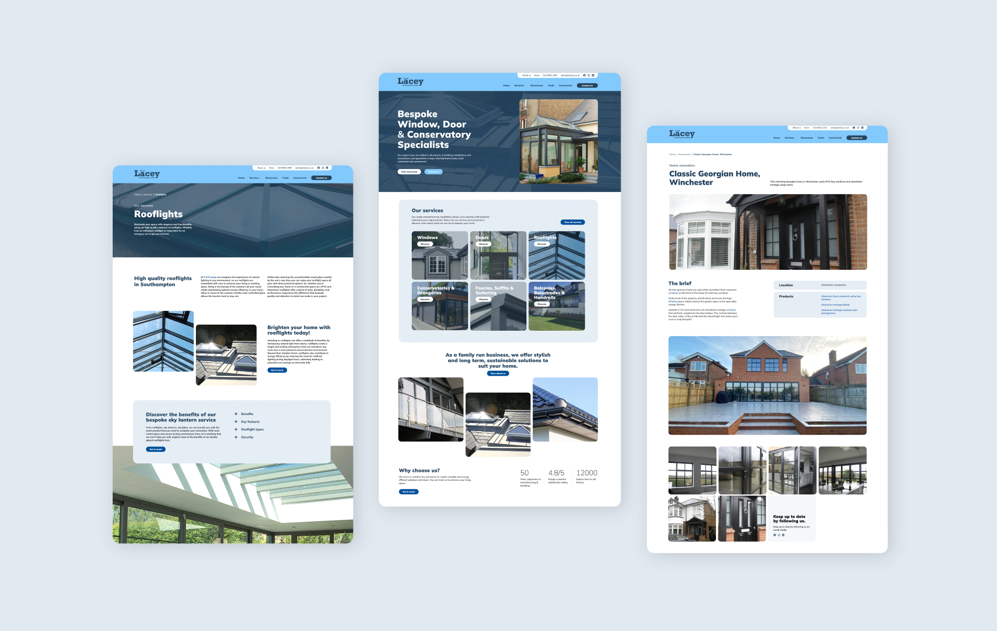 A snapshot of the P & K Lacey website.